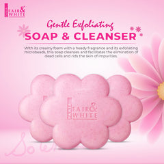 Fair & White So White soap bar closeup reveals a smooth exfoliating texture.