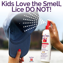 Fairy Tales Rosemary Repel shampoo bottle with creamy lather during a bath.