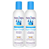 Fairy Tales Tangle Tamer shampoo bottle shows detangling moisture for kids' hair.