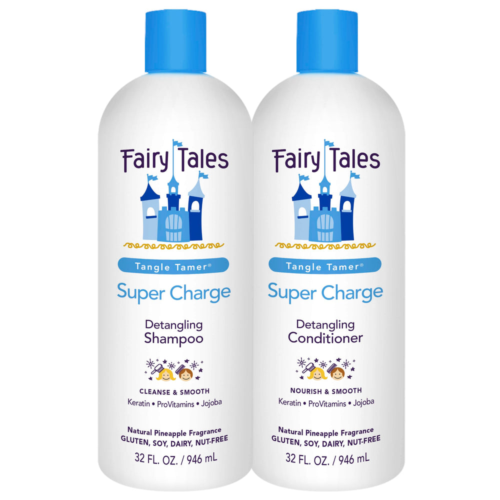 Fairy Tales Tangle Tamer shampoo bottle showing ultra-moisturizing formula for frizz control.