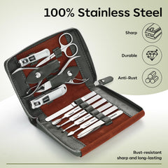 FAMILIFE 11-piece tools closeup, durable stainless steel for precise trimming