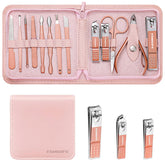 FAMILIFE Manicure Set pink case shows portable travel-ready storage for on-the-go grooming.