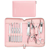 FAMILIFE manicure set professional case open for home grooming with 11 tools.