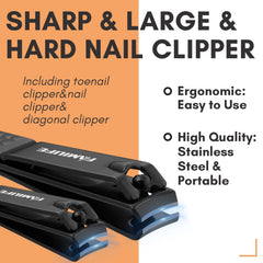 FAMILIFE stainless steel nail clippers with precise trimming capability