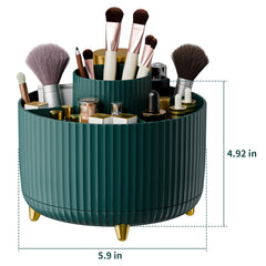 Fanado multi-compartment storage keeps brushes, lipstick, and skincare neatly organized.
