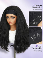 FANCEE Yaki Wavy Headband Wig back view reveals full coverage and blend.