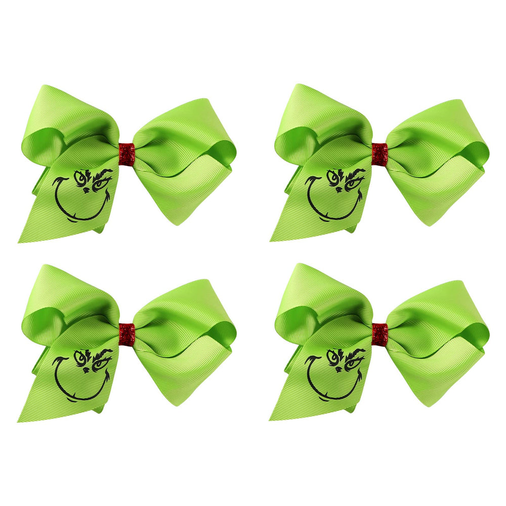 Fancheer 5-inch green hair bow clip secures festive hairstyles all day.