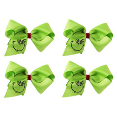 Fancheer 5-inch green hair bow clip secures festive hairstyles all day.