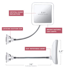Fancii Mira Plus flexible gooseneck positions the mirror for hands-free grooming.