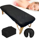Fancystyle disposable fitted massage sheet in black protecting table surfaces during sessions.