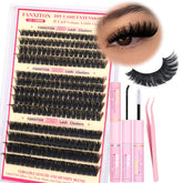 FANXITON D Lash Clusters Kit shows varied densities for customizable lash volume.