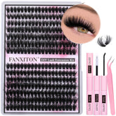FANXITON Lash Clusters kit shows two styles for versatile eye looks.