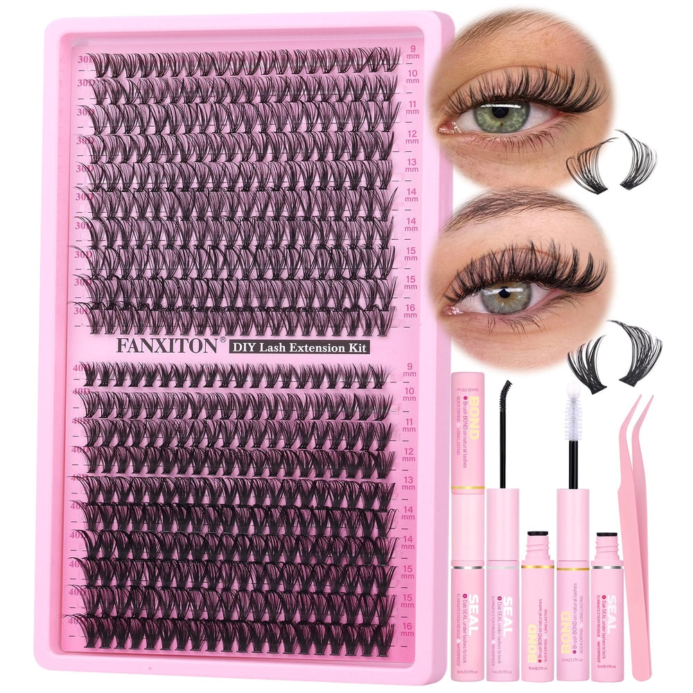 FanXiton natural lash cluster kit front view for natural, fluffy lashes.