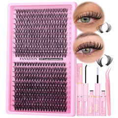 FanXiton natural lash cluster kit front view for natural, fluffy lashes.