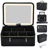 Faquenc makeup bag with LED mirror for on-the-go makeup prep.