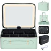 Faquenc leather makeup case closed shows durable waterproof exterior for travel.