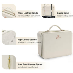 Faquenc Leather Makeup Case LED mirror angled 30–90 degrees for precise makeup application.