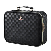Faquenc makeup bag with LED mirror provides on-the-go accurate makeup with adjustable lighting.