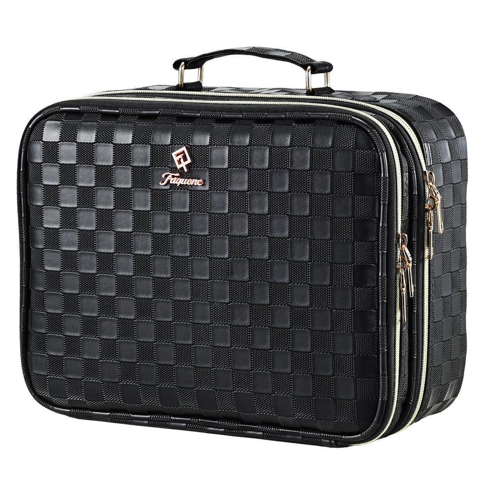 Faquenc makeup bag with LED mirror shows precise makeup on the go.