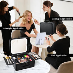 Faquenc makeup case organization with removable partitions and sponge pads for safe storage