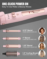 Farery 1-1/4 inch ceramic barrel for soft, voluminous waves.