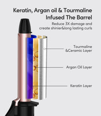 FARERY ceramic-tourmaline barrel delivers even heat for smooth curls