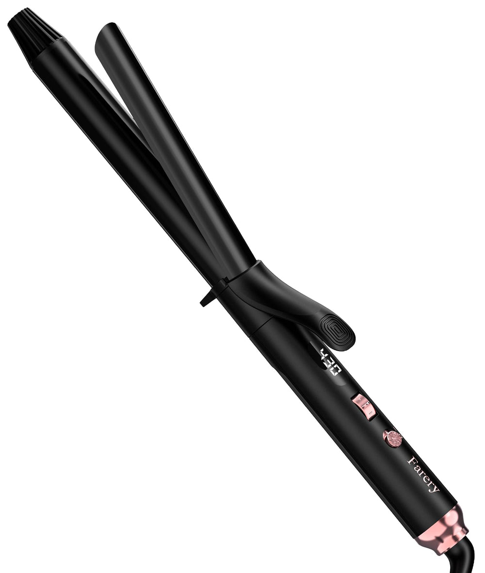 Farery long barrel curling iron 1-inch creates defined curls with quick heat-up.