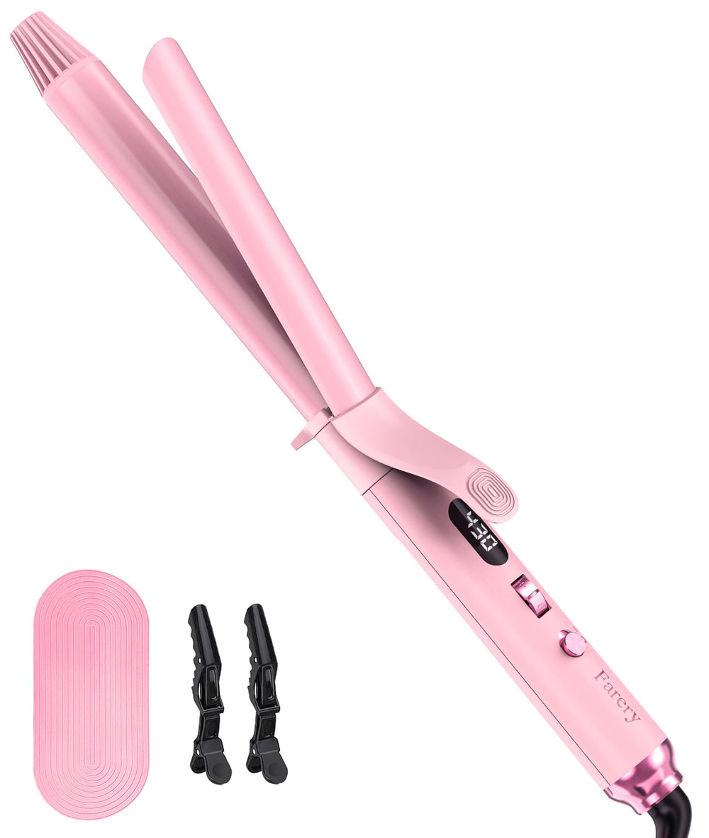 FARERY long barrel curling iron 1inch in pink for defined curls