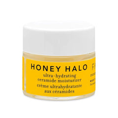 Farmacy Honey Halo jar close-up showing creamy ceramide moisturizer for dry skin hydration