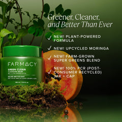 Farmacy Green Clean balm in hand demonstrates cleansing texture.