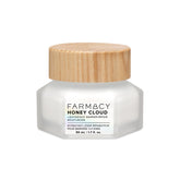 Farmacy Honey Cloud Moisturizer jar closeup shows weightless hydration for oily skin.