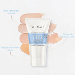 Farmasi Make Up BB Cream swatches on skin demonstrate even tone for day-to-evening use.