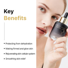 FARMSTAY Black Snail ampoule dropper for precise hydration application.