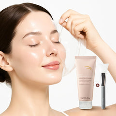 Farmstay Rice and Hyaluronic mask packaging showcasing glow-ready skin