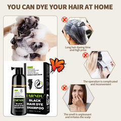 Farndu Black Hair Dye Shampoo gray coverage result on hair.