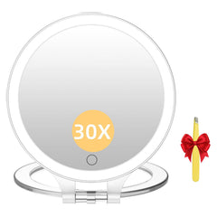 FASCINATE magnifying mirror 30x side for ultra-detailed makeup inspection.