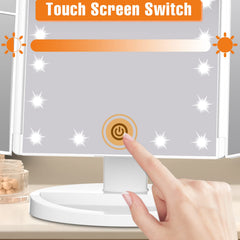 FASCINATE vanity mirror with touch dimming for adjustable brightness intensity.