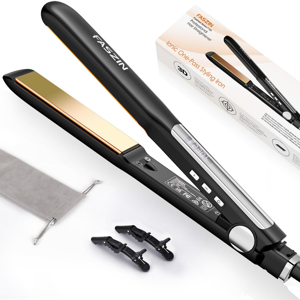 Faszin Professional Hair Straightener plate close-up for smoother, faster styling.