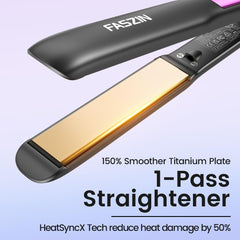 Faszin straightener with wide 1.18 inch plate for faster straightening
