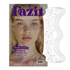 Fazit Makeup Patches purple speckles closeup for vibrant facial accents and party sparkle