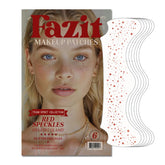 Fazit makeup patches red speckles closeup for a festive, skin-safe sparkle