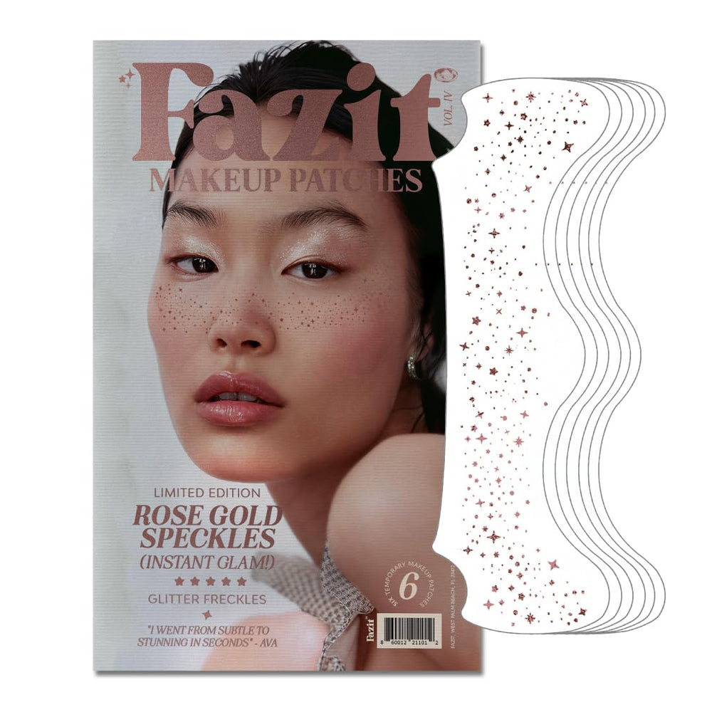 Fazit makeup patches rose gold speckles close-up glitter for radiant glow