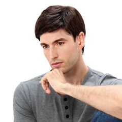 FCHW-wig short black wig side view highlights lightweight comfort.