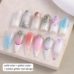 Fcozpjk glitter and solid color gels add shine to designs.