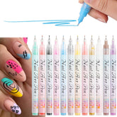 Fcozpjk Nail Art Graffiti Pen Set with 12 colors for precise nail designs