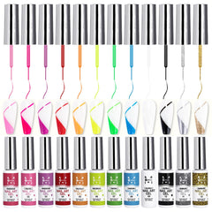 Fcozpjk Nail Art Liner Kit 12 colors in 8ml bottles for at home nail art.