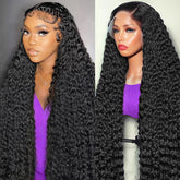 FDSAFEF 34inch deep-wave wig lace-front closeup with natural density for everyday wear