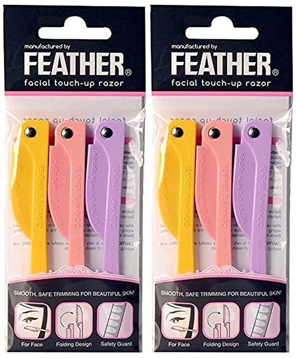 Feather Flamingos facial touch-up razor pack for precise eyebrow and facial grooming