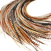 Feather Headz 21 natural color extensions closeup feathers for easy daily boho styling
