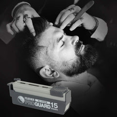 Feather ProGuard blade-edge-closeup shows triple grinding for consistent sharpness.